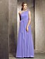 cheap Bridesmaid Dresses-Sheath / Column Bridesmaid Dress One Shoulder Sleeveless Floor Length Chiffon with Side Draping 2022