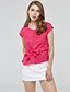 abordables Tops de tallas grandes-Mujer Blusa Color sólido Escote Redondo Fucsia Azul Real Blanco Diario Lazo Ropa / Verano / Manga Corta