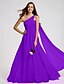 cheap Bridesmaid Dresses-A-Line Bridesmaid Dress One Shoulder Sleeveless Elegant Floor Length Georgette with Criss Cross