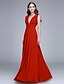 cheap Bridesmaid Dresses-Sheath / Column Bridesmaid Dress V Neck Sleeveless Elegant Floor Length Chiffon with Ruched / Draping 2022