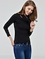 זול חולצות ומכנסיים לנשים-אחיד V עמוק פשוטה יום יומי\קז&#039;ואל חולצה נשים,סתיו שרוול ארוך שחור / אפור בינוני (מדיום) כותנה