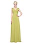 cheap Bridesmaid Dresses-A-Line Bridesmaid Dress V Neck Sleeveless Lace Up Floor Length Chiffon with Beading / Side Draping 2022