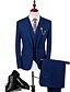 cheap Suits-Suit Slim Fit Closure Collar Single Breasted One-button Soild Colour 3 Pieces Bule