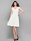cheap Bridesmaid Dresses-Sheath / Column Bridesmaid Dress V Neck Sleeveless Knee Length Chiffon with Criss Cross / Ruched 2022