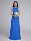 cheap Bridesmaid Dresses-Sheath / Column Bridesmaid Dress Jewel Neck Sleeveless Elegant Floor Length Chiffon / Lace Bodice with Lace 2022