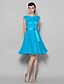 cheap Bridesmaid Dresses-A-Line Bateau Neck Knee Length Chiffon / Lace Bridesmaid Dress with Lace