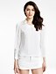 cheap Women&#039;s Blouses &amp; Shirts-Women&#039;s Blouse Shirt Solid Colored V Neck White Rosy Pink Light Blue Long Sleeve Going out Lace Tops Streetwear Casual