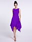 cheap Bridesmaid Dresses-A-Line Scoop Neck Knee Length Chiffon Bridesmaid Dress with Criss Cross