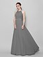 cheap Bridesmaid Dresses-A-Line Halter Neck Floor Length Chiffon Bridesmaid Dress with Sash / Ribbon / Pleats / Open Back