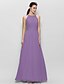 cheap Bridesmaid Dresses-Sheath / Column Jewel Neck Floor Length Chiffon Bridesmaid Dress with Draping