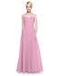 cheap Bridesmaid Dresses-A-Line V Neck Floor Length Tulle Bridesmaid Dress with Ruffles / Side Draping