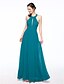 cheap Bridesmaid Dresses-A-Line Jewel Neck Floor Length Chiffon Bridesmaid Dress with Pleats