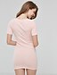 abordables Robes Mini-Femme Robe Fourreau Manches Courtes Eté Couleur Pleine Col en V Coton Sans Doublure Noir Rose S M L XL XXL / Mini