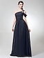 cheap The Wedding Store-A-Line Bridesmaid Dress One Shoulder Sleeveless Elegant Floor Length Chiffon with Ruched / Side Draping / Crystal Brooch 2022