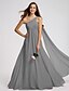 cheap Bridesmaid Dresses-A-Line Bridesmaid Dress One Shoulder Sleeveless Elegant Floor Length Georgette with Criss Cross