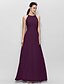 cheap Bridesmaid Dresses-Sheath / Column Jewel Neck Floor Length Chiffon Bridesmaid Dress with Draping