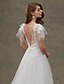 זול שמלות כלה-גזרת A צווארון V שובל סוויפ \ בראש טול שמלות חתונה עם אפליקציות / סרט / סיכת פרח קריסטל על ידי LAN TING BRIDE® / פתוח בגב