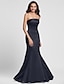 cheap Bridesmaid Dresses-Mermaid / Trumpet Bridesmaid Dress Strapless Sleeveless Lace Up Floor Length Satin with Side Draping 2023