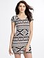 cheap Women&#039;s Dresses-Women&#039;s Club Mini Bodycon Dress - Geometric U Neck White M L