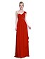 cheap Bridesmaid Dresses-Sheath / Column One Shoulder Floor Length Chiffon Bridesmaid Dress with Beading / Side Draping by LAN TING BRIDE®