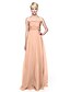 cheap Bridesmaid Dresses-Sheath / Column Strapless Floor Length Lace Tulle Bridesmaid Dress with Appliques Pleats by LAN TING BRIDE®