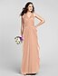 cheap Bridesmaid Dresses-Sheath / Column V Neck Floor Length Chiffon Bridesmaid Dress with Sash / Ribbon / Ruched