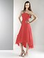 cheap Bridesmaid Dresses-A-Line / Ball Gown Strapless Tea Length / Asymmetrical Chiffon Bridesmaid Dress with Draping / Ruched