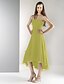 cheap Bridesmaid Dresses-A-Line / Ball Gown Strapless Tea Length / Asymmetrical Chiffon Bridesmaid Dress with Draping / Ruched