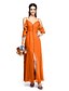 זול שמלות שושבינה-מעטפת \ עמוד רצועות ספגטי באורך הקרסול שיפון שמלה לשושבינה  עם כפתורים / שסע קדמי / קפלים על ידי LAN TING BRIDE®