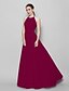 cheap Bridesmaid Dresses-A-Line Halter Neck Floor Length Chiffon Bridesmaid Dress with Sash / Ribbon / Pleats / Open Back