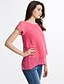 voordelige Grote maten topjes-Dames Blouse Effen Grote maten Meerlaags Korte mouw Uitgaan Tops Street chic Fuchsia Blauw Groen / Bloembladmouw