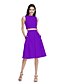 זול שמלות שושבינה-גזרת A שמלה לשושבינה  עם תכשיטים ללא שרוולים אלגנטית באורך  הברך כותנה עם קפלים / כיס 2022