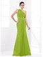 cheap Bridesmaid Dresses-Mermaid / Trumpet Bridesmaid Dress One Shoulder Sleeveless Elegant Sweep / Brush Train Satin / Georgette with Sash / Ribbon / Ruched 2022