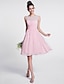 cheap Bridesmaid Dresses-A-Line Bridesmaid Dress Scoop Neck Sleeveless Knee Length Chiffon with Ruched / Draping 2022