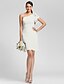 cheap Bridesmaid Dresses-Sheath / Column One Shoulder Knee Length Chiffon Bridesmaid Dress with Side Draping / Ruffles
