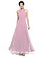 cheap The Wedding Store-A-Line Bridesmaid Dress Halter / Y Neck Sleeveless Open Back Floor Length Chiffon with Sash / Ribbon / Criss Cross / Ruched 2022