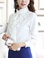 cheap Plus Size Tops-Women&#039;s Shirt Solid Colored Crew Neck Daily Work Ruffle Long Sleeve Tops Streetwear White Black