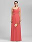 cheap Bridesmaid Dresses-Sheath / Column Bridesmaid Dress One Shoulder Sleeveless Classic &amp; Timeless Floor Length Chiffon with Criss Cross / Ruched / Draping 2022