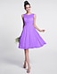 cheap Bridesmaid Dresses-A-Line Bridesmaid Dress Scoop Neck Sleeveless Knee Length Chiffon with Ruched / Draping 2022