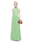 cheap Bridesmaid Dresses-Sheath / Column Halter Neck Floor Length Chiffon / Stretch Satin Bridesmaid Dress with Sash / Ribbon / Pleats by LAN TING BRIDE®
