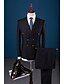 cheap Suits-Black Solid Colored Slim Fit Viscose / Polyester Suit - Peak Single Breasted Four-buttons / Suits