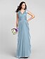 cheap Bridesmaid Dresses-Sheath / Column V Neck Floor Length Chiffon Bridesmaid Dress with Sash / Ribbon / Ruched