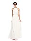 Недорогие Платья для подружек невесты-A-Line Bridesmaid Dress Halter Neck Sleeveless Elegant Floor Length Chiffon with Criss Cross / Ruched 2022