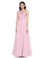 cheap Bridesmaid Dresses-A-Line Jewel Neck Floor Length Organza Bridesmaid Dress with Beading / Appliques / Sash / Ribbon by LAN TING BRIDE®