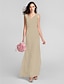 cheap Bridesmaid Dresses-Sheath / Column V Neck Floor Length Chiffon Bridesmaid Dress with Criss Cross