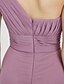 cheap Bridesmaid Dresses-Sheath / Column Bridesmaid Dress One Shoulder Sleeveless Classic &amp; Timeless Floor Length Chiffon with Criss Cross / Ruched / Draping 2022