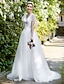 olcso Menyasszonyi ruhák-Esküvői ruhák A-vonalú V-alakú Ujjatlan Seprűuszály Tüll Menyasszonyi ruhák Val vel Rátétek 2023