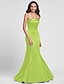 cheap Bridesmaid Dresses-Mermaid / Trumpet Bridesmaid Dress Strapless Sleeveless Lace Up Floor Length Satin with Side Draping 2023