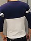 cheap Men&#039;s Casual T-shirts-Men&#039;s T shirt Tee Color Block Striped Round Neck White Navy Blue Long Sleeve Plus Size Daily Sports Slim Tops Cotton / Spring / Fall