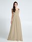 Χαμηλού Κόστους Φορέματα Παρανύμφων-Ίσια Γραμμή Queen Anne Μακρύ Σιφόν Φόρεμα Παρανύμφων με Χιαστί με LAN TING BRIDE®